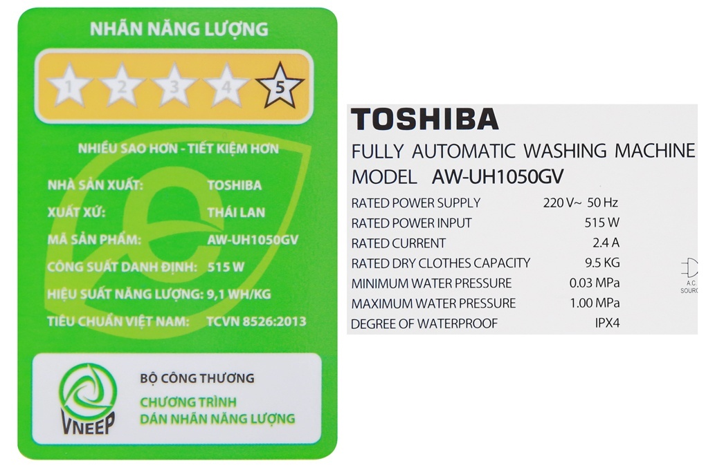 Máy giặt 9.5 Kg Toshiba AW-UH1050GV