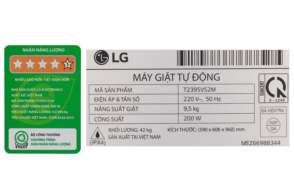 Máy giặt LG lồng đứng 9.5kg T2395VS2M Smart Inverter