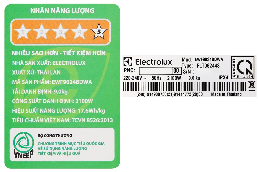 Máy giặt 9Kg lồng ngang Electrolux EWF9024BDWA