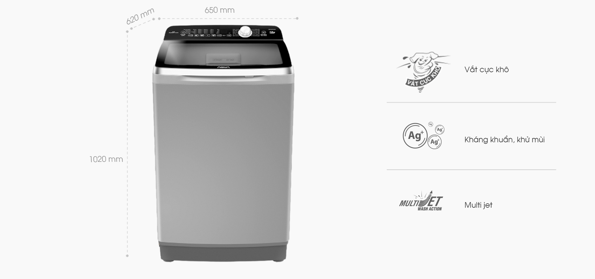 Máy giặt AQUA 10kg AQW-DR100ET.S