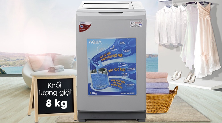 Máy giặt AQUA 8KG AQW-S80AT lồng đứng