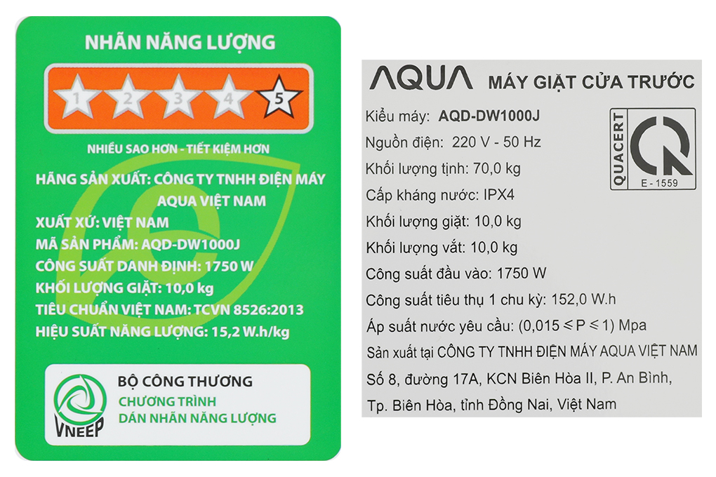 Máy giặt Aqua Inverter 10 kg AQD-DW1000J.BK