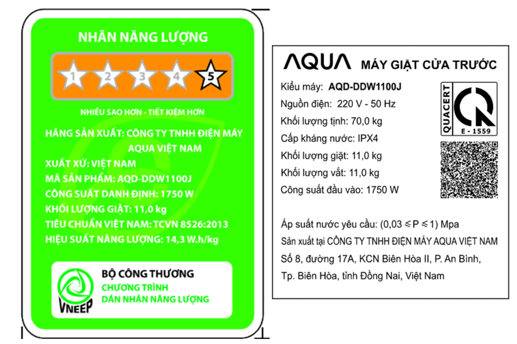 Máy giặt Aqua Inverter 11 kg AQD-DDW1100J.BK