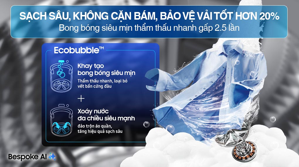 Máy giặt Bespoke Samsung Ecobubble Inverter 13Kg WA80F13S5BSV