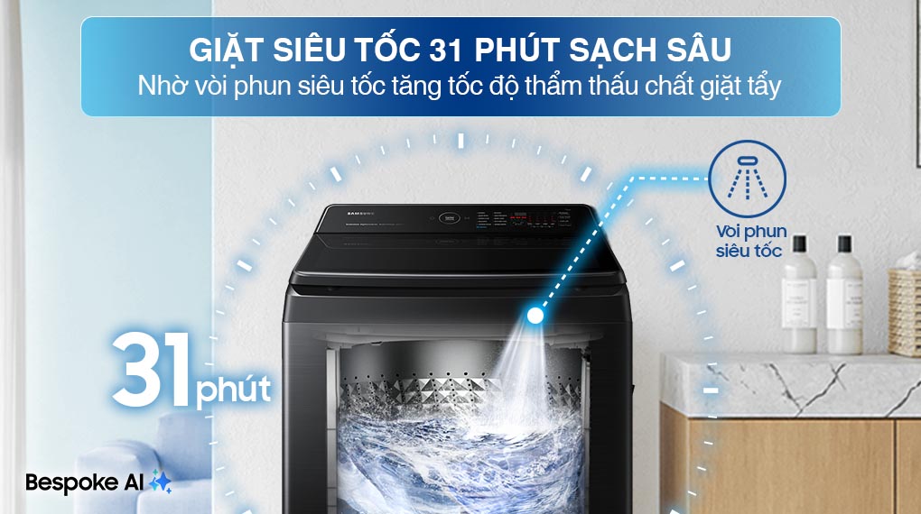 Máy giặt Bespoke Samsung Ecobubble Inverter 13Kg WA80F13S5BSV