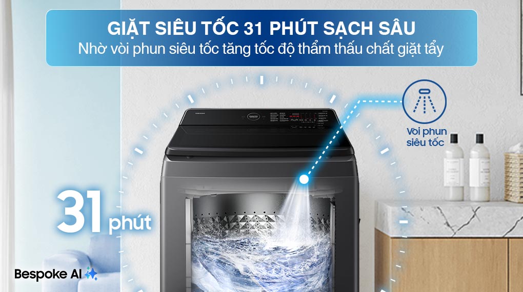 Máy giặt Bespoke Samsung Ecobubble Inverter 15Kg WA80F15S5CSV