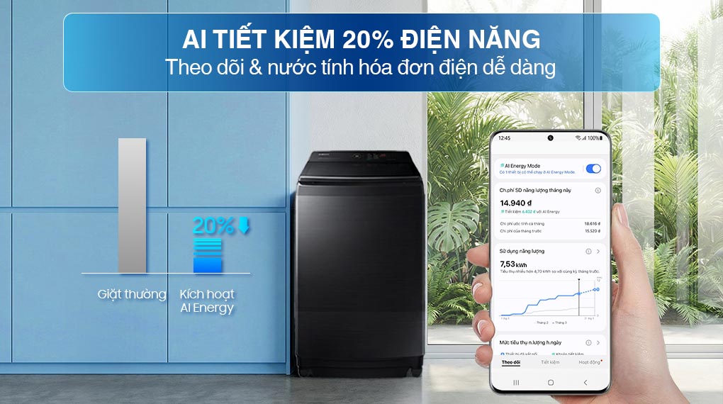 Máy giặt Bespoke Samsung Ecobubble Inverter 19Kg WA80F19B9BSV