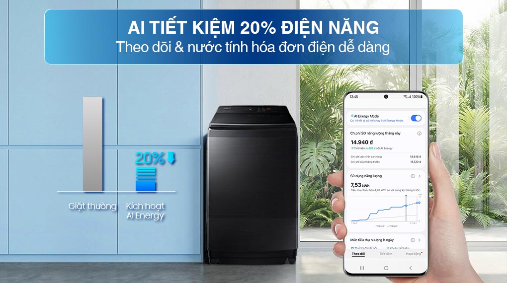 Máy giặt Bespoke Samsung Ecobubble Inverter 21Kg WA80F21B9BSV