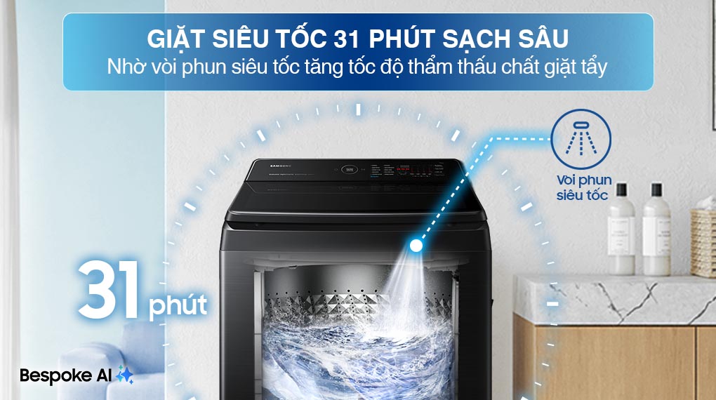 Máy giặt Bespoke Samsung Ecobubble Inverter 21Kg WA80F21B9BSV