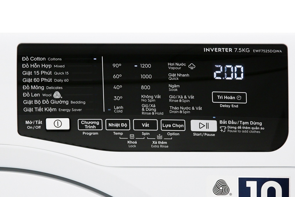 Máy giặt Inverter 7.5 Kg Electrolux EWF7525DQWA