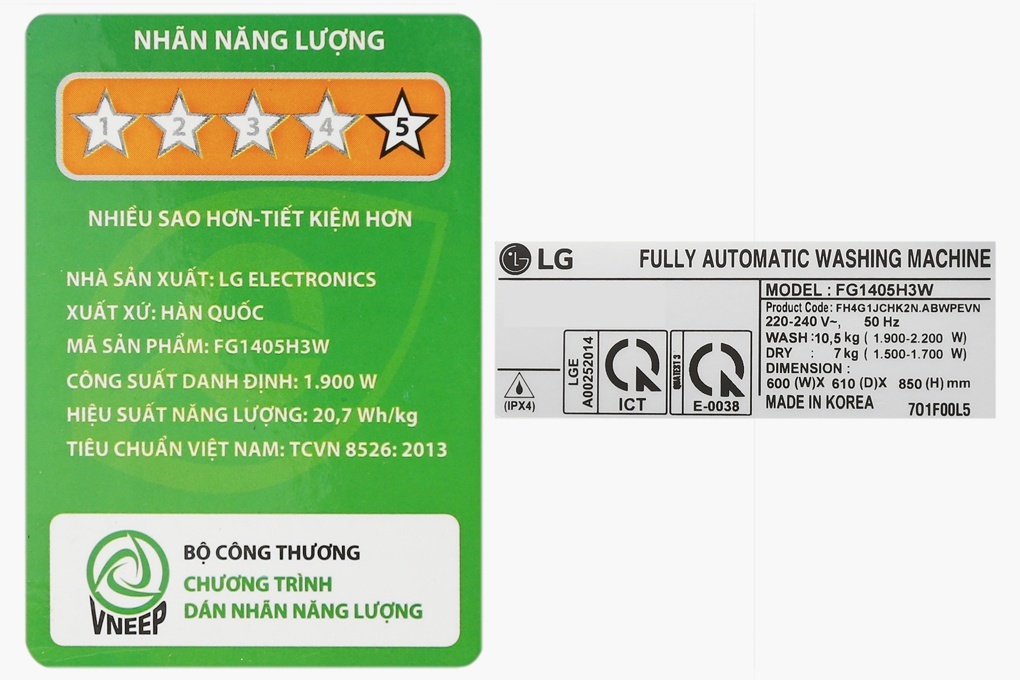 Máy giặt lồng đôi LG Twin Wash Giặt 10.5Kg+2.0Kg/ sấy 7Kg (FG1405H3W & TG2402NTWW)