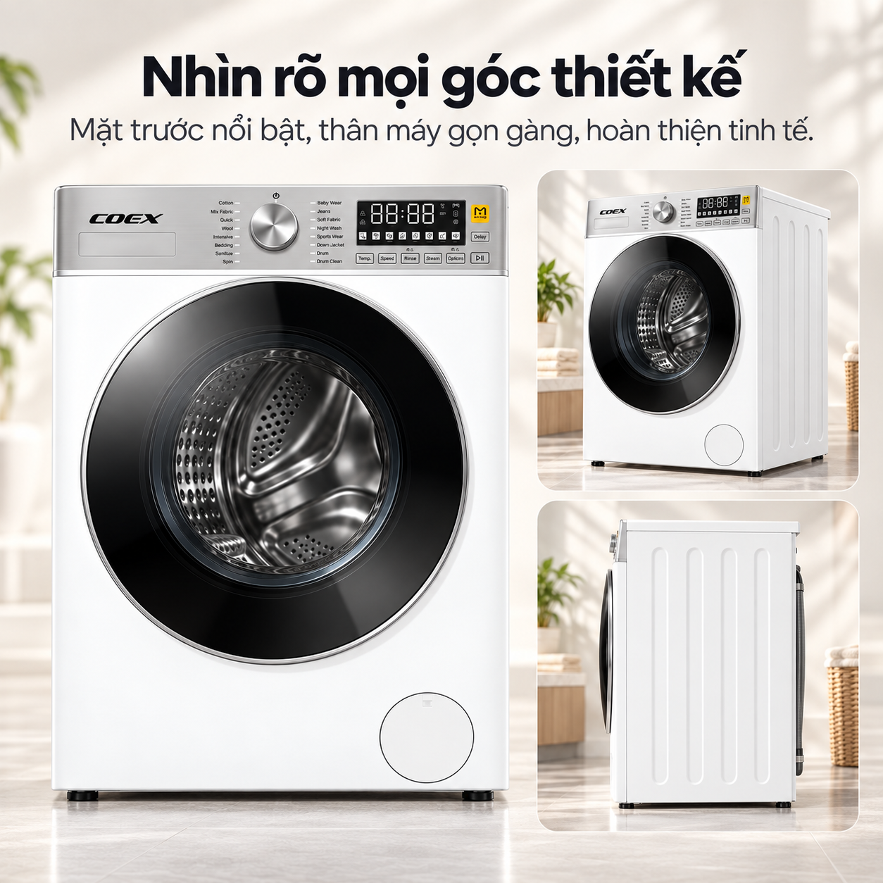 Máy giặt lồng ngang AI DD Inverter Coex 10.5 kg FW-10CW1415IWB