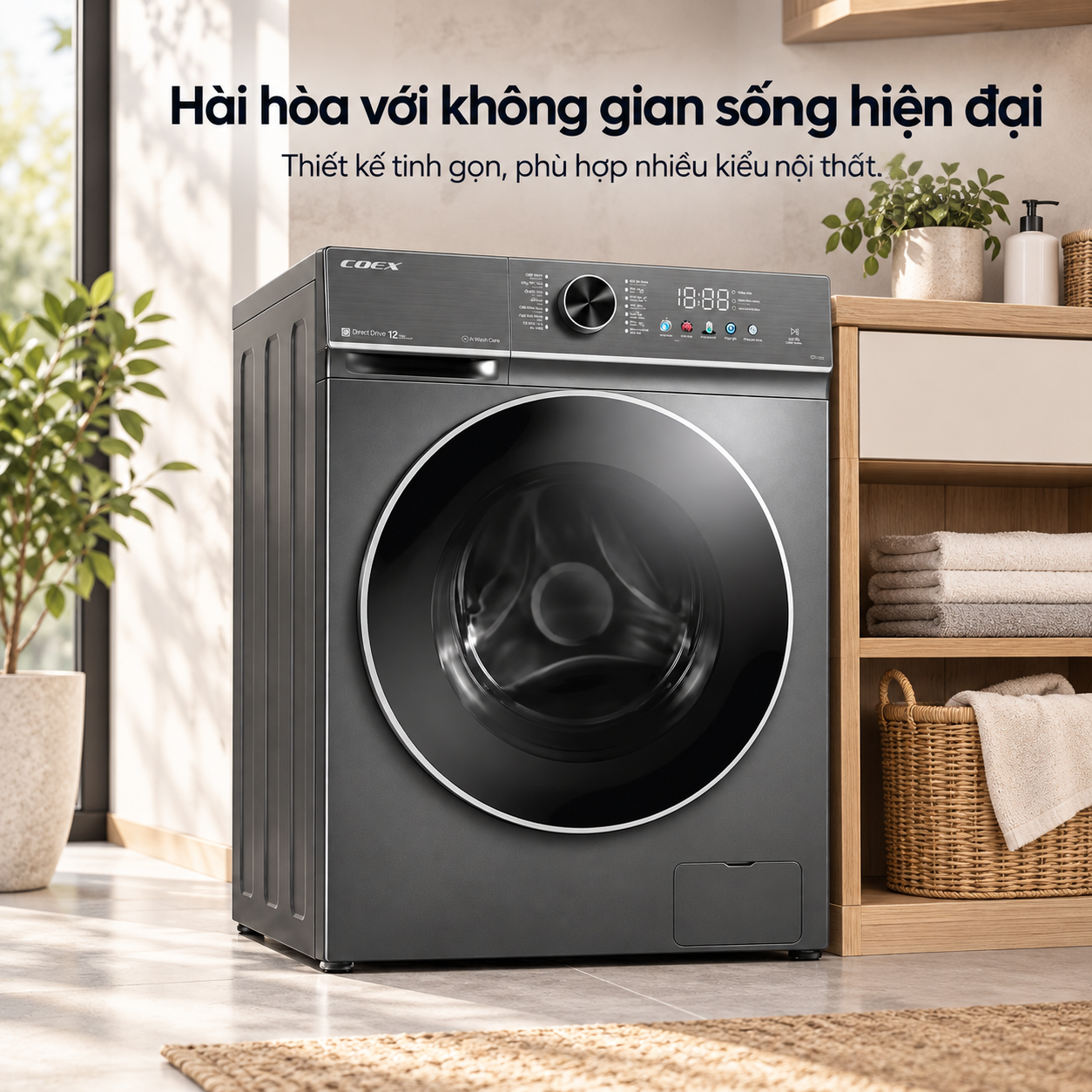 Máy giặt lồng ngang AI DD Inverter Coex 10.5 kg FW-11CW1413SG
