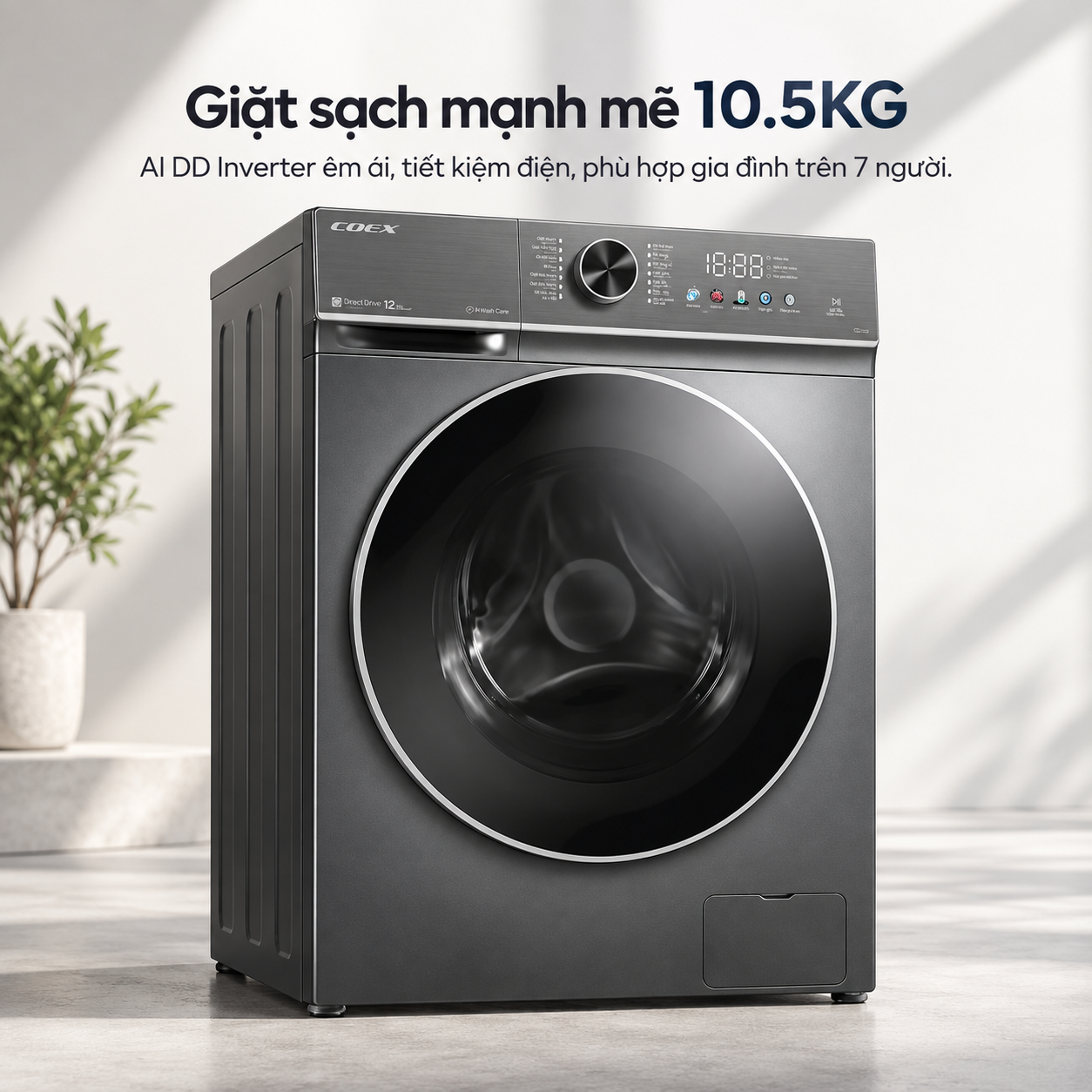 Máy giặt lồng ngang AI DD Inverter Coex 10.5 kg FW-11CW1413SG