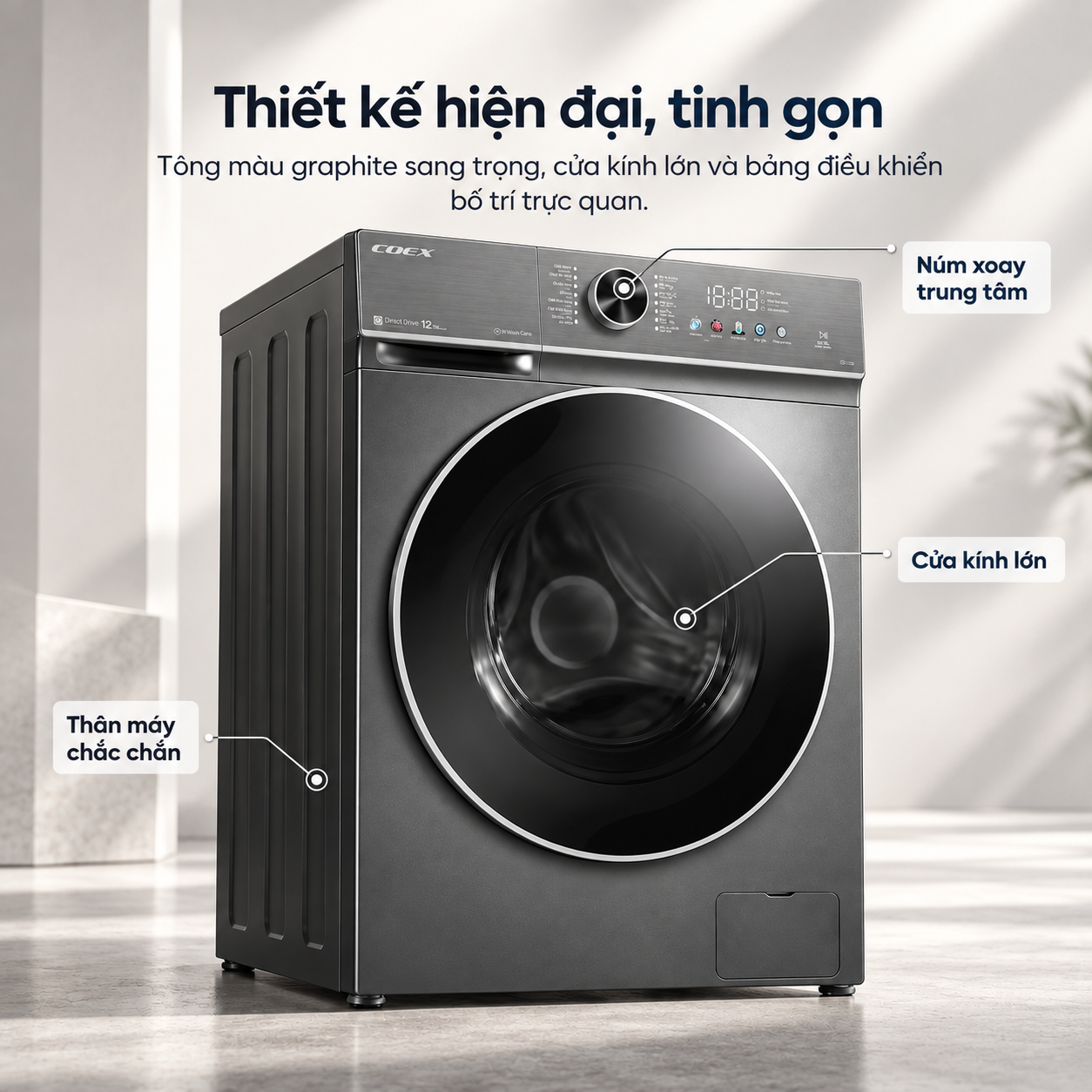 Máy giặt lồng ngang AI DD Inverter Coex 10.5 kg FW-11CW1413SG