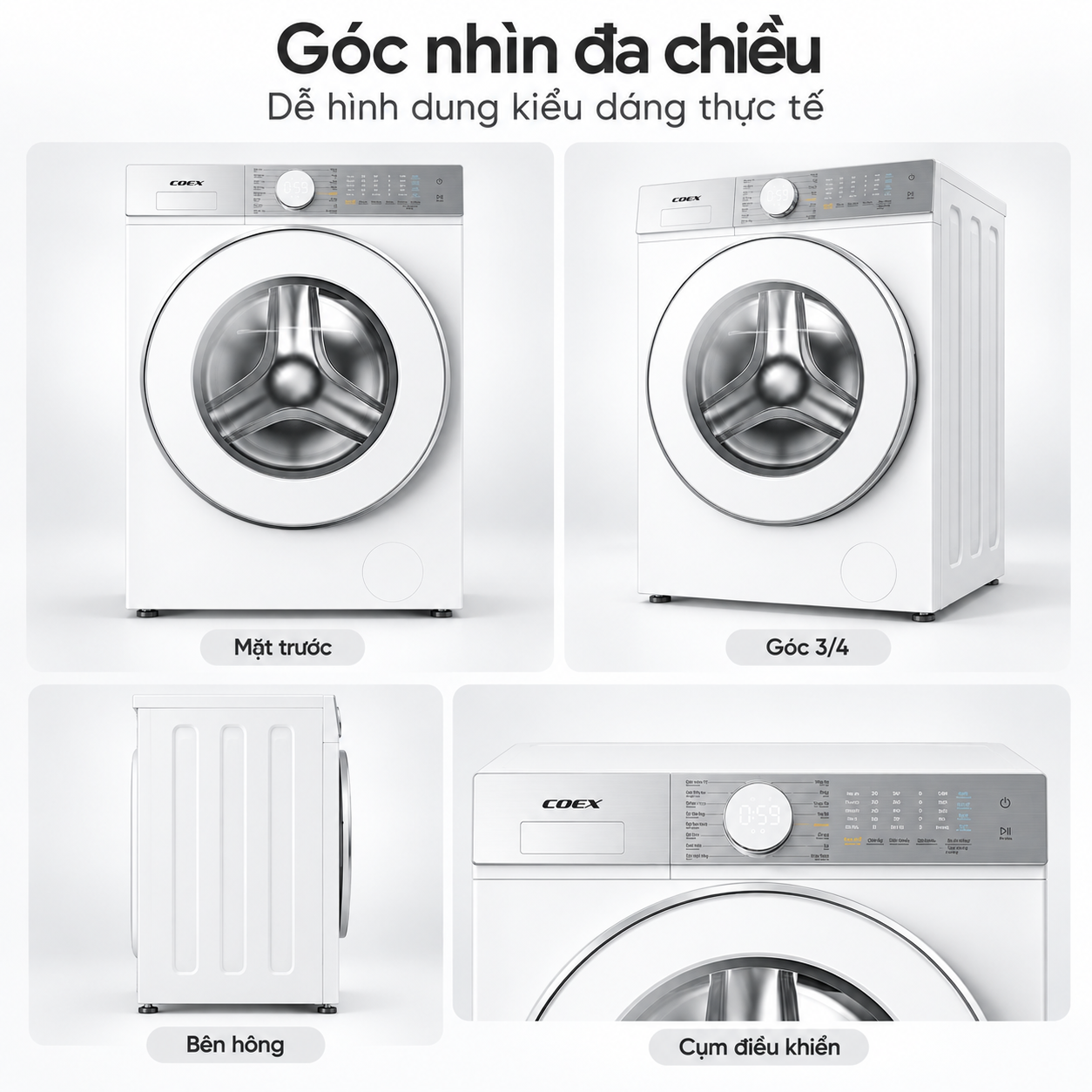 Máy giặt lồng ngang AI DD Inverter Coex 10.5 kg FW-11CW1415WG-BS