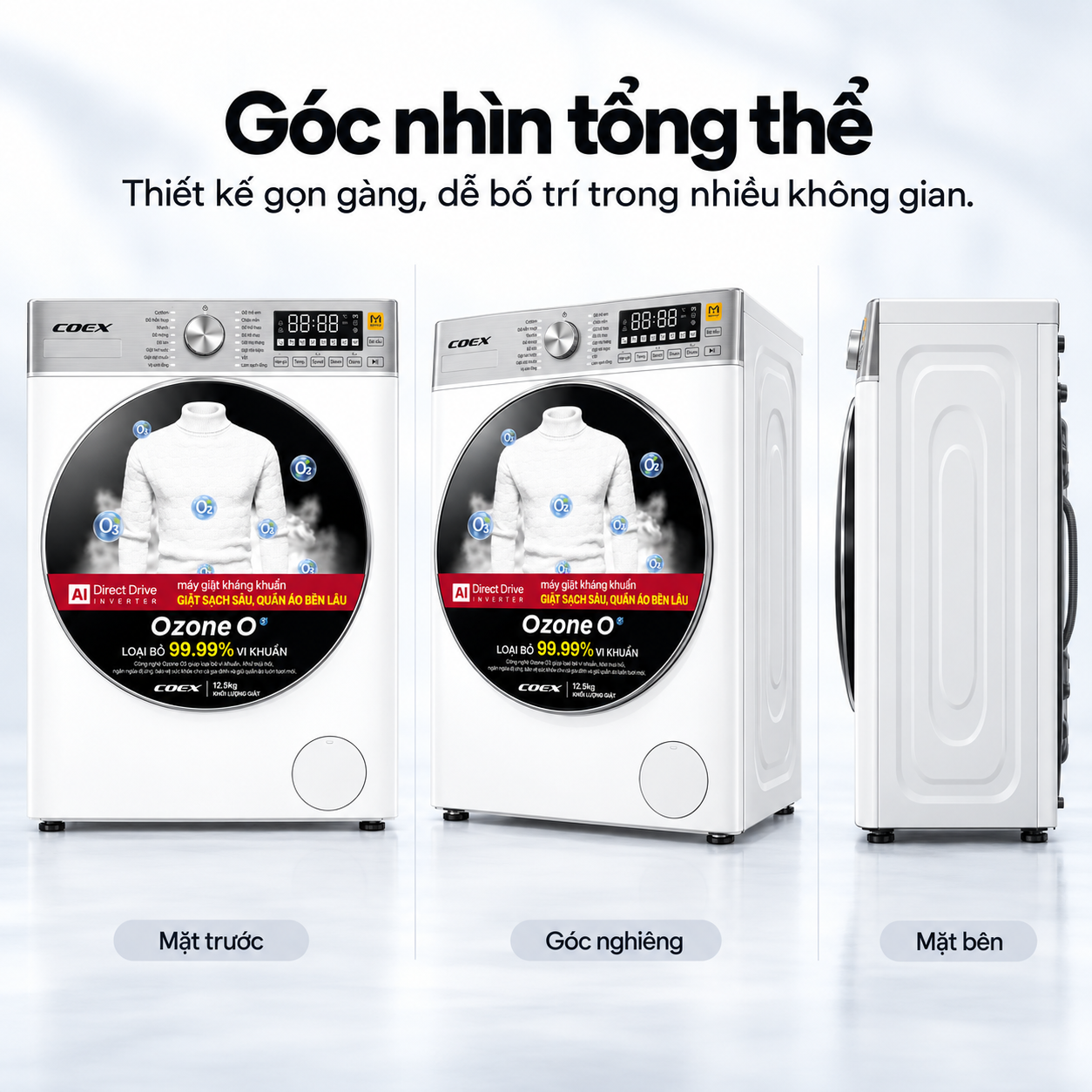 Máy giặt lồng ngang AI DD Inverter Coex 12.5 kg FW-12CW1416IWB