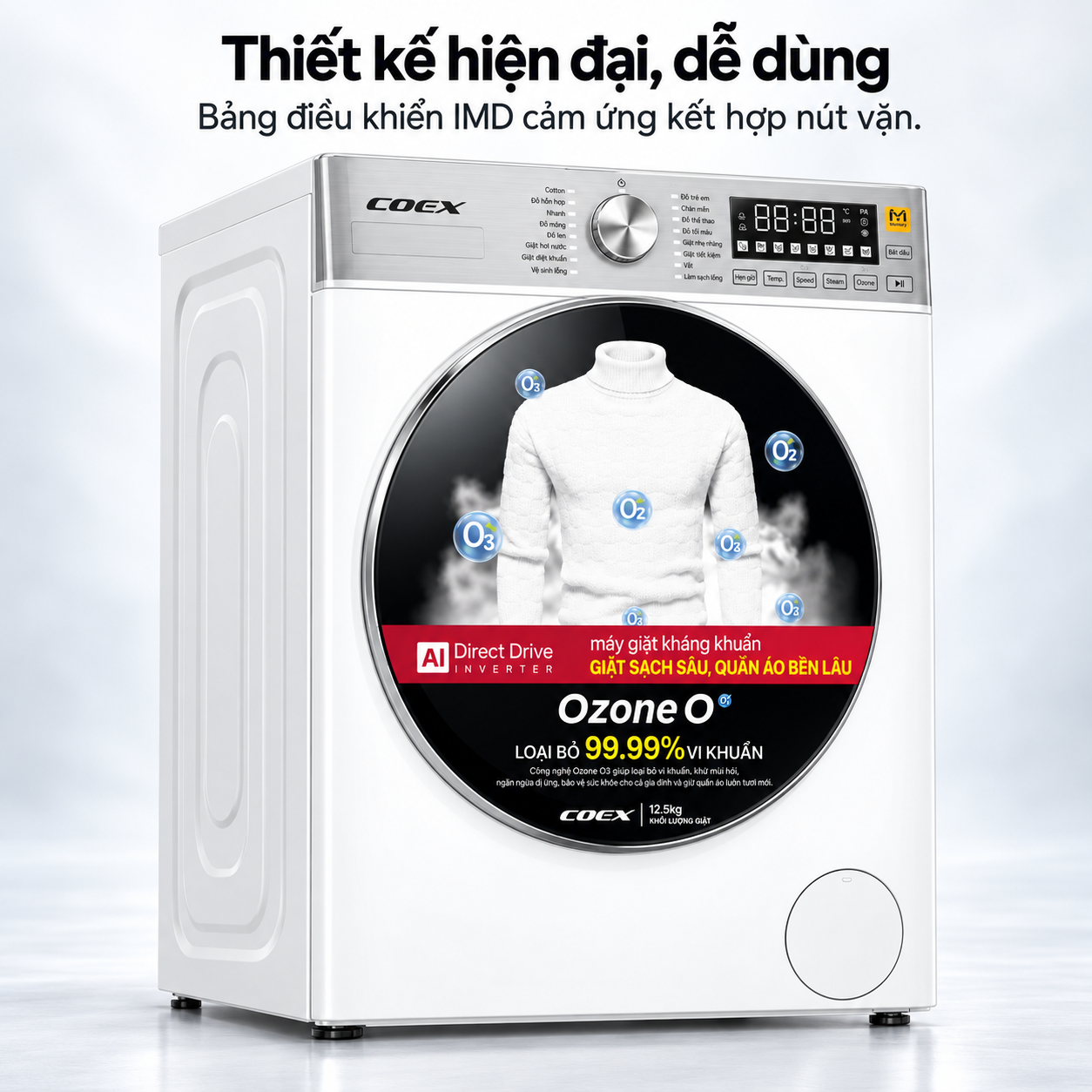 Máy giặt lồng ngang AI DD Inverter Coex 12.5 kg FW-12CW1416IWB