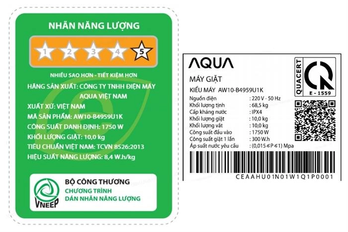 Máy giặt lồng ngang AQUA 10 Kg AW10-BP4959U1K(B)