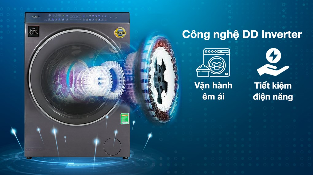 Máy giặt lồng ngang AQua Inverter 15Kg+sấy 10Kg AQD-DH1500G.PP