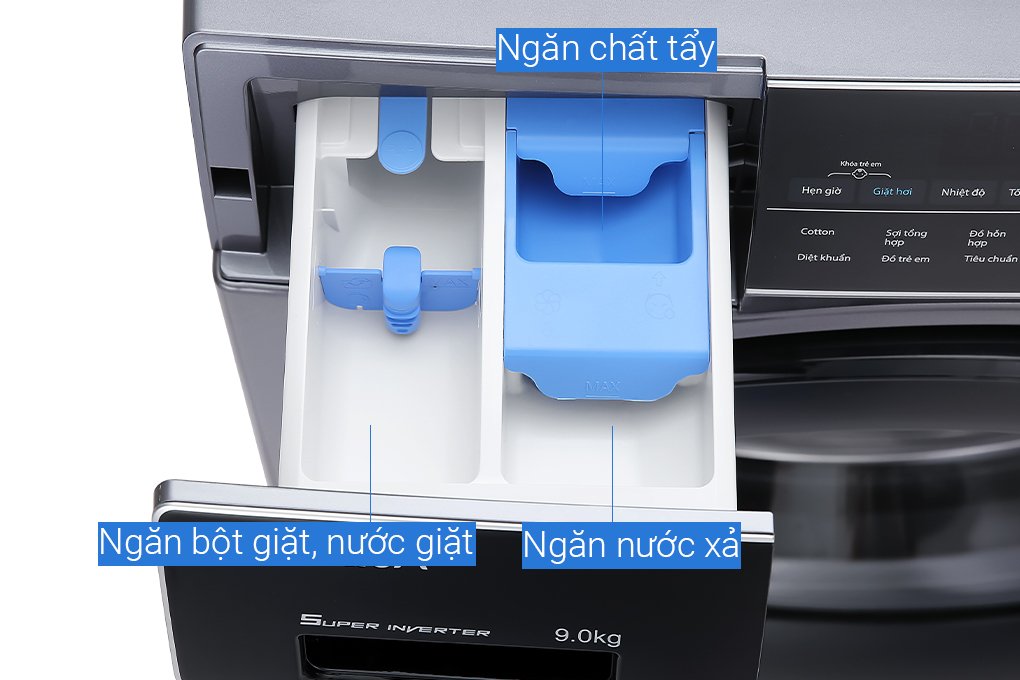 Máy giặt lồng ngang Aqua Inverter 9Kg AQD-A900F.S