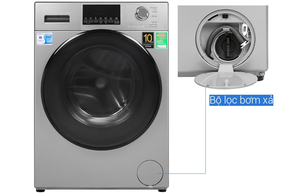 Máy giặt lồng ngang Aqua Inverter 9Kg AQD-D900F.S