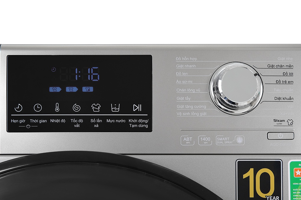 Máy giặt lồng ngang Aqua Inverter 9Kg AQD-D900F.S
