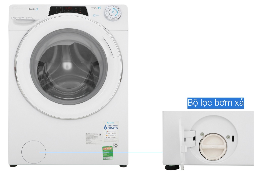 Máy giặt lồng ngang Candy Inverter 10Kg RO 16106DWHC7\1-S