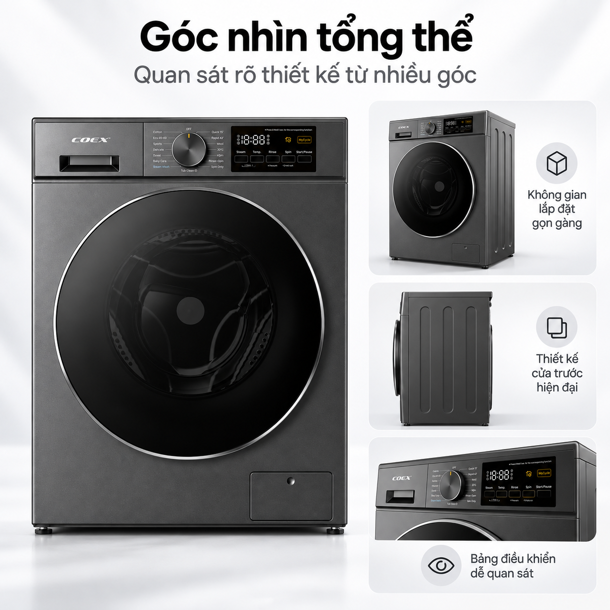 Máy giặt lồng ngang Inverter Coex 10.5 kg FW-11CW1420WG