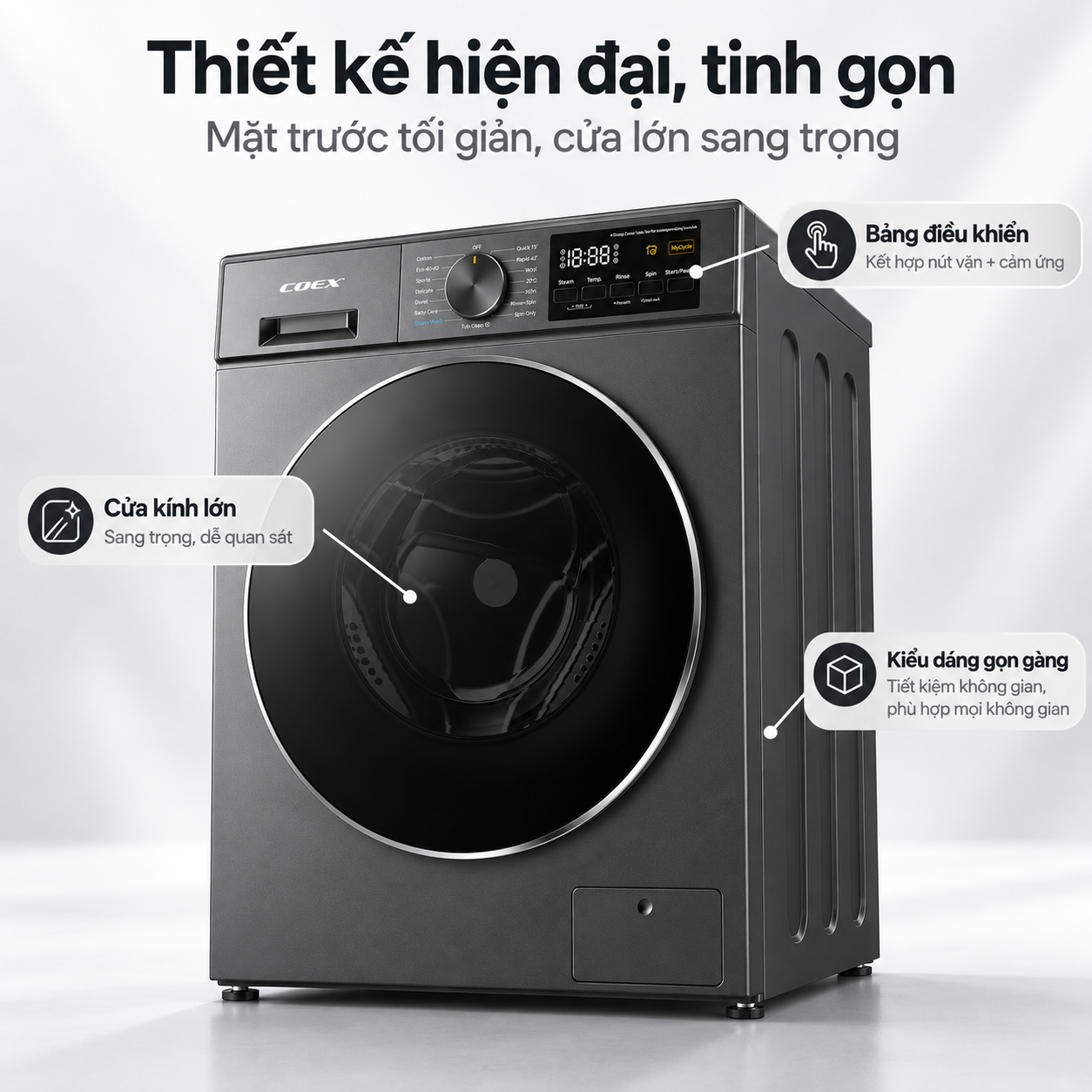 Máy giặt lồng ngang Inverter Coex 10.5 kg FW-11CW1420WG