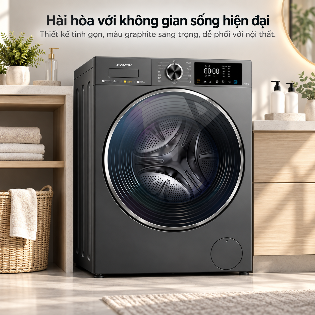 Máy giặt lồng ngang Inverter Coex 10.5kg FW-11CW1420BW