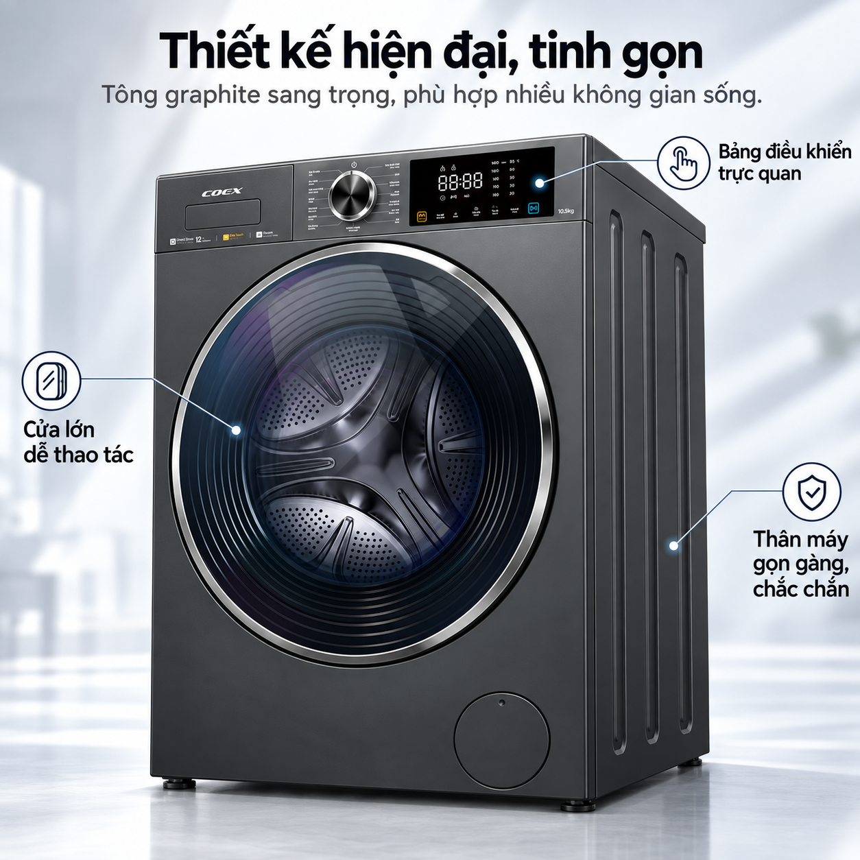 Máy giặt lồng ngang Inverter Coex 10.5kg FW-11CW1420BW