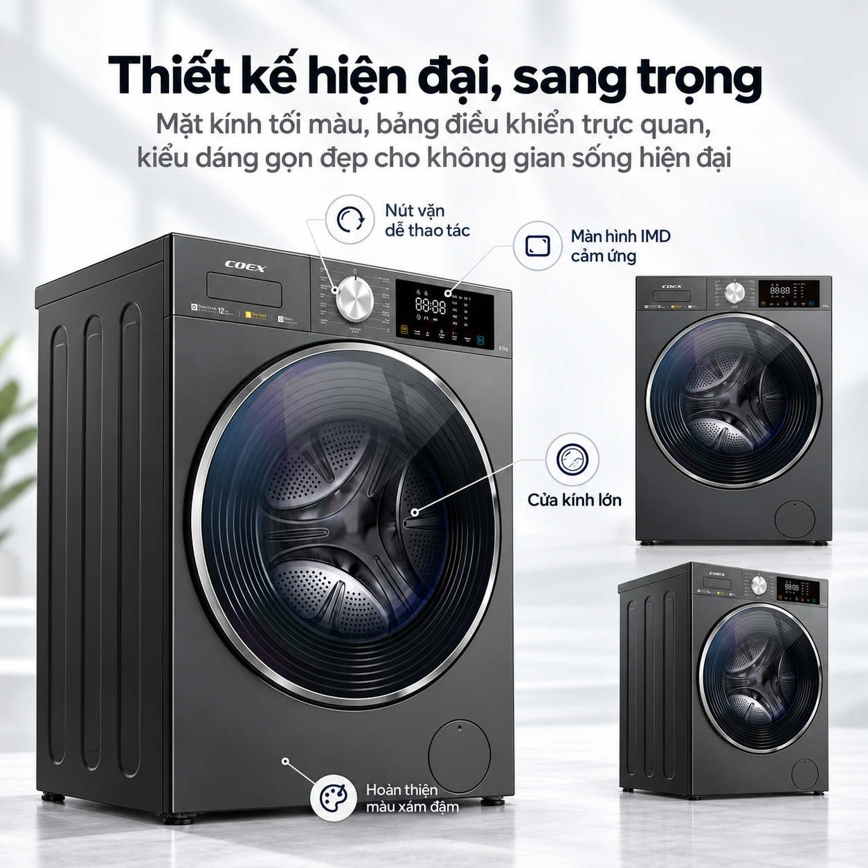 Máy giặt lồng ngang Inverter COEX 8.5 kg FW-11CW1419BW