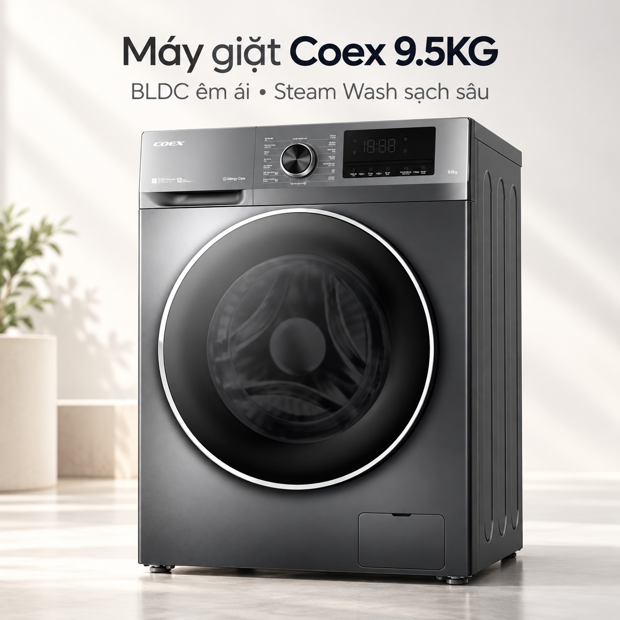 Máy giặt lồng ngang Inverter Coex 9.5 kg FW-95CW1409ISG-11