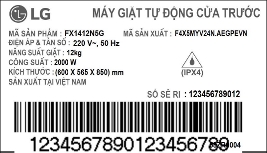 Máy giặt lồng ngang LG AI DD Inverter 12Kg FX1412N5G
