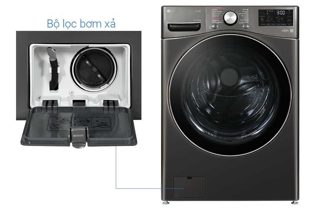 Máy giặt lồng ngang LG Inverter 21Kg + sấy 12Kg F2721HVRB