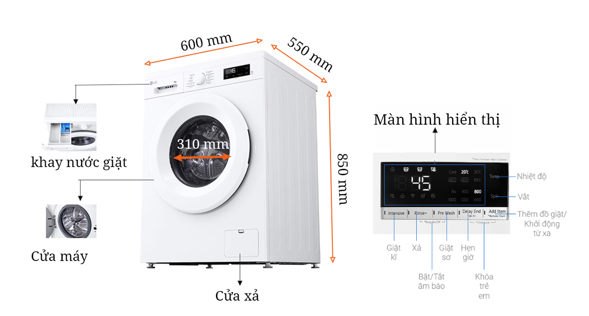 Máy giặt lồng ngang LG Inverter 9Kg FB1209S6W