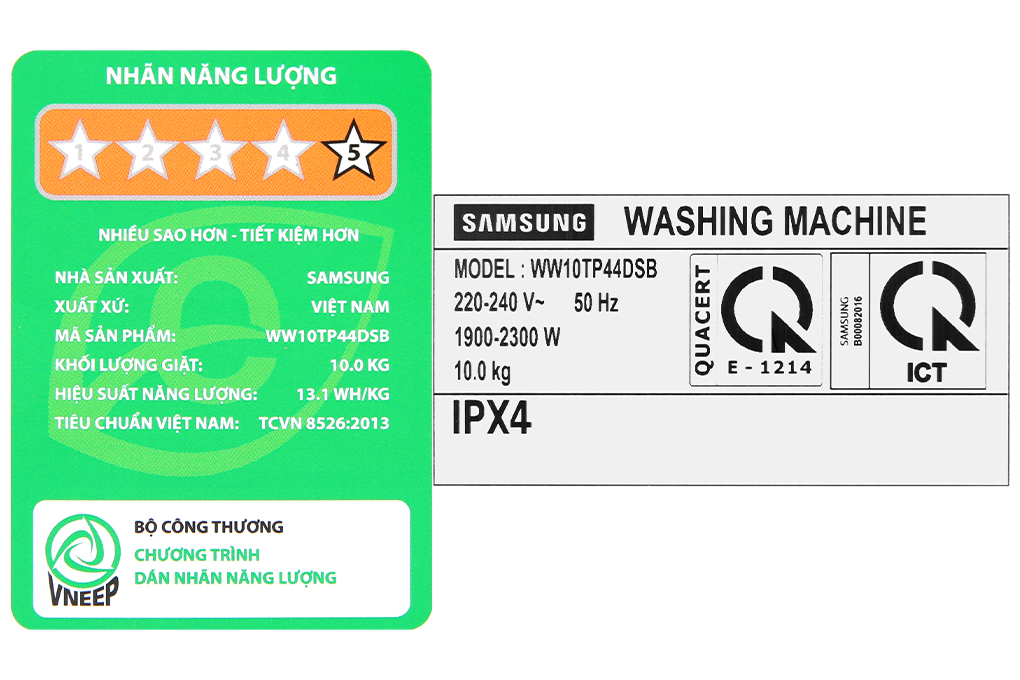 Máy giặt lồng ngang Samsung AI Inverter 10Kg WW10TP44DSB/SV