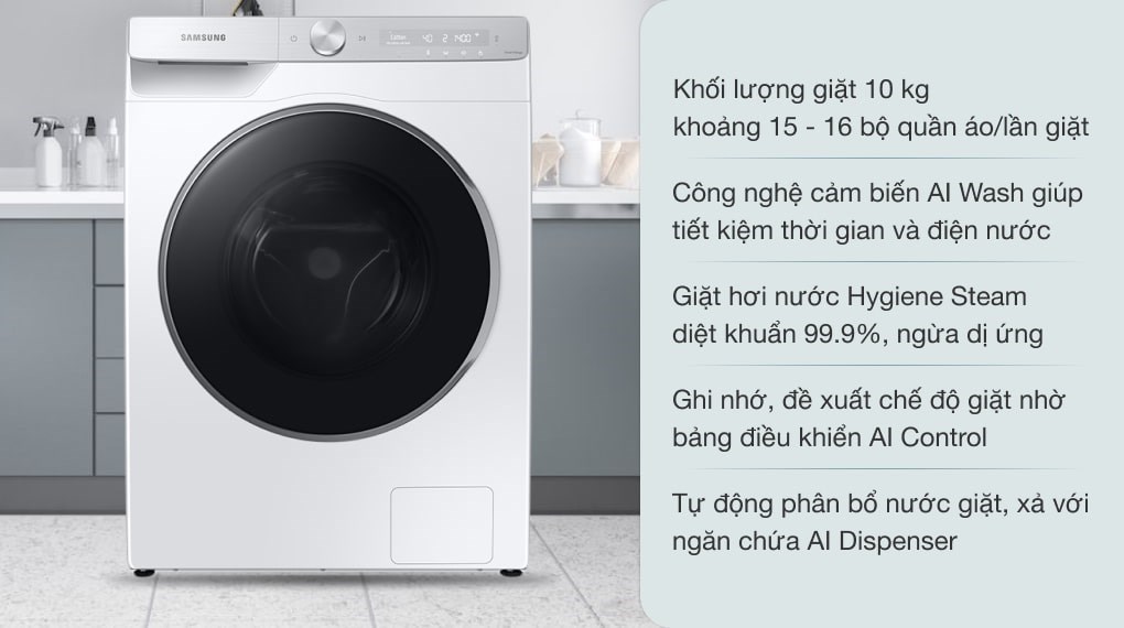 Máy giặt lồng ngang Samsung AI Inverter 10Kg WW10TP44DSH/SV