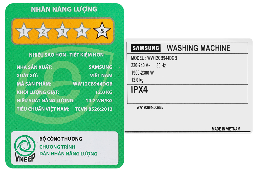 Máy giặt Lồng ngang Samsung Inverter 12 kg WW12CB944DGBSV