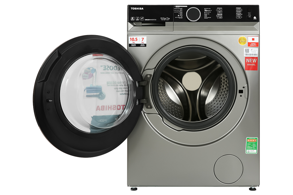 Máy giặt lồng ngang Toshiba Inverter 10,5Kg + sấy 7Kg TWD-BM115GF4V(SK)