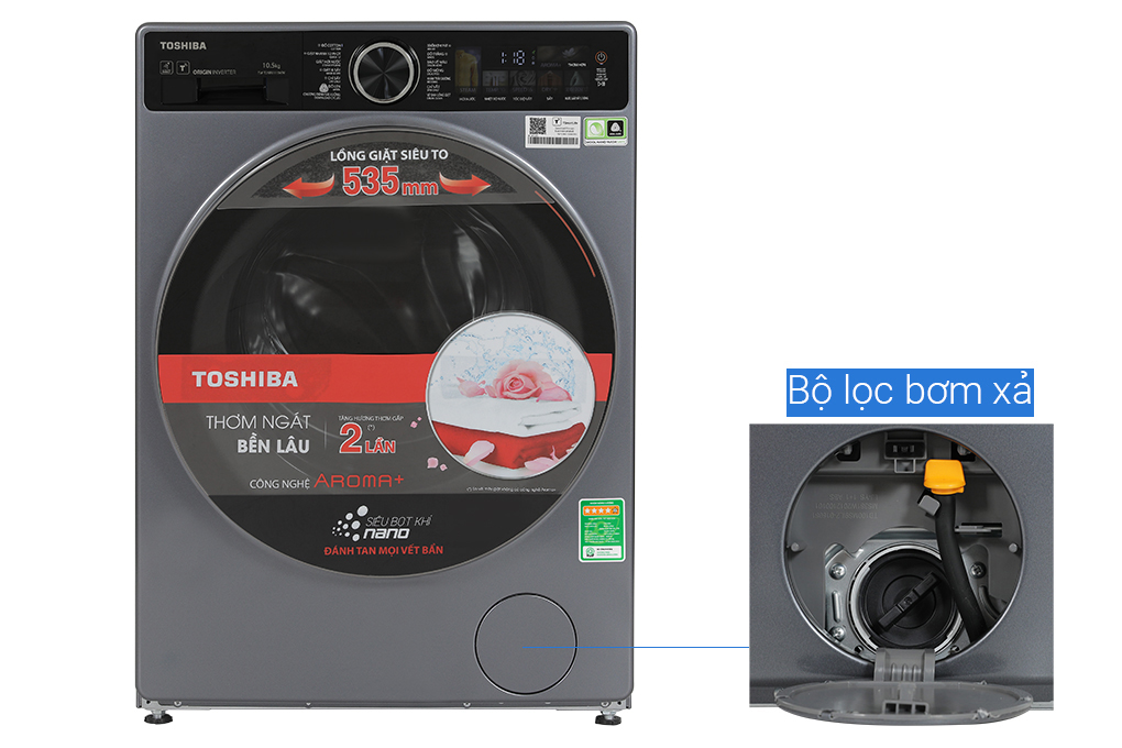Máy giặt lồng ngang Toshiba Inverter 10.5Kg TW-T25BU115MWV(MG)