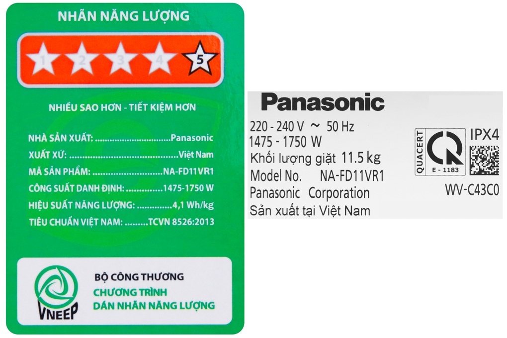 Máy giặt Panasonic 11,5Kg NA-FD11VR1BV