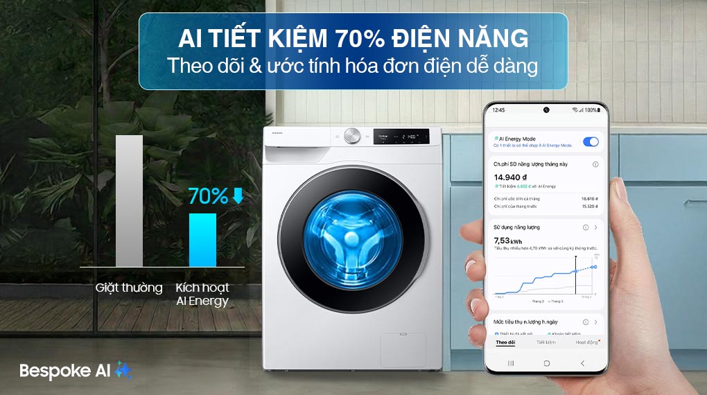 Máy giặt Samsung AI EcoBubble Inverter 10 kg WW10DG6U34LESV