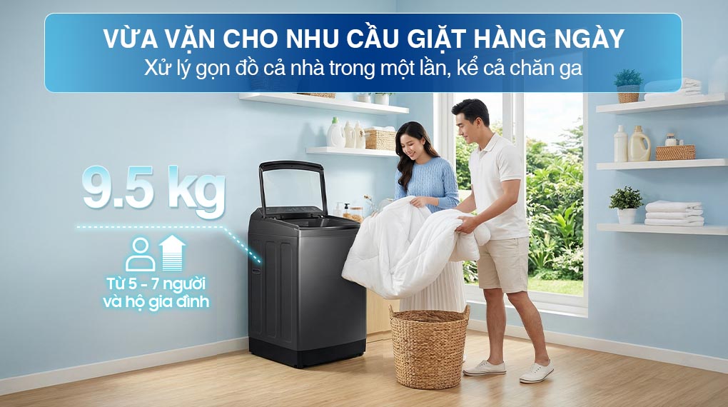 Máy Giặt Samsung Ecobubble Inverter 9.5kg WA40F95E1CSV