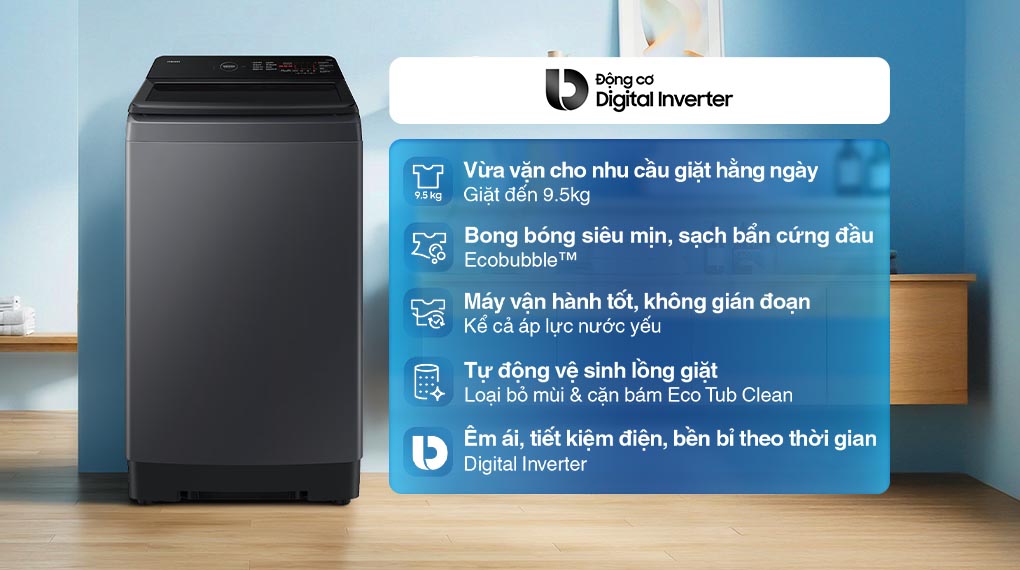 Máy Giặt Samsung Ecobubble Inverter 9.5kg WA40F95E1CSV
