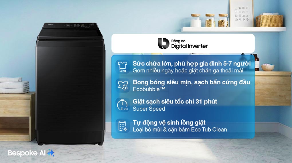 Máy giặt Samsung Inverter 12Kg WA12CG5745BVSV