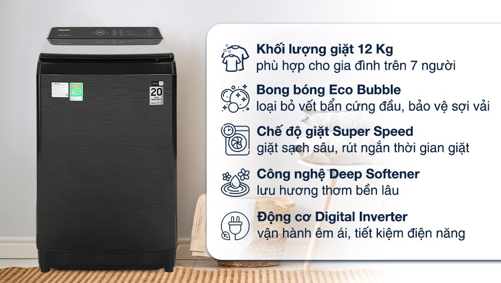 Máy giặt Samsung Inverter 12Kg WA12CG5745BVSV