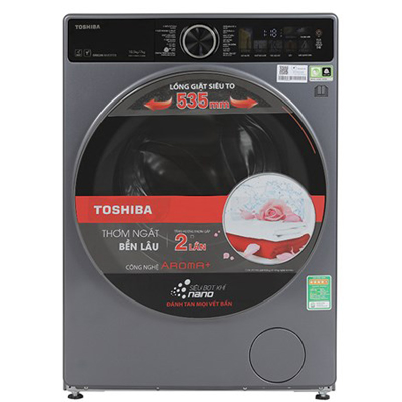 Máy giặt sấy Toshiba Inverter giặt 10.5 kg - sấy 7 kg TWD-T25BZU115MWV(MG)