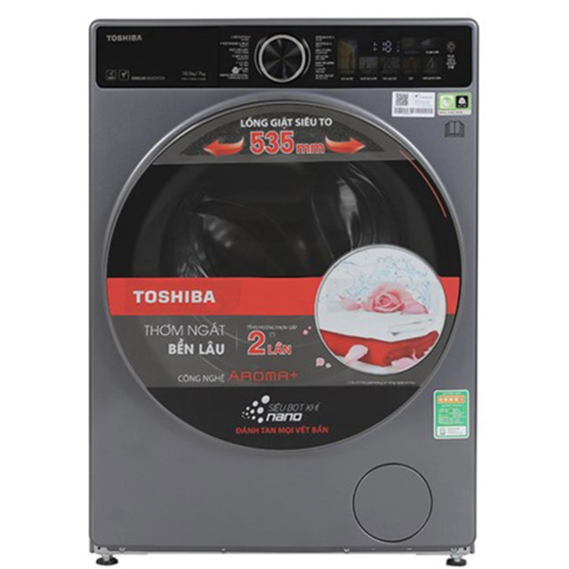 Máy giặt sấy Toshiba Inverter giặt 10.5 kg - sấy 7 kg TWD-T25BZU115MWV(MG)